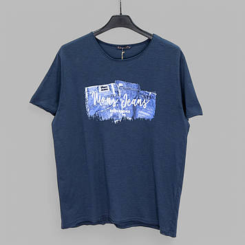 Футболка чоловіча Mons R-1582 СИНЯ 100% бавовна 3XL(Р)