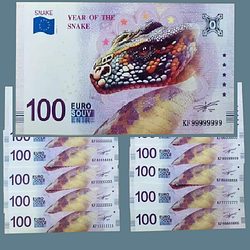 Набір Сувенірних банкнот 100 Euro євро 2025г (10 шт. круглий номер). Китай рік Змії