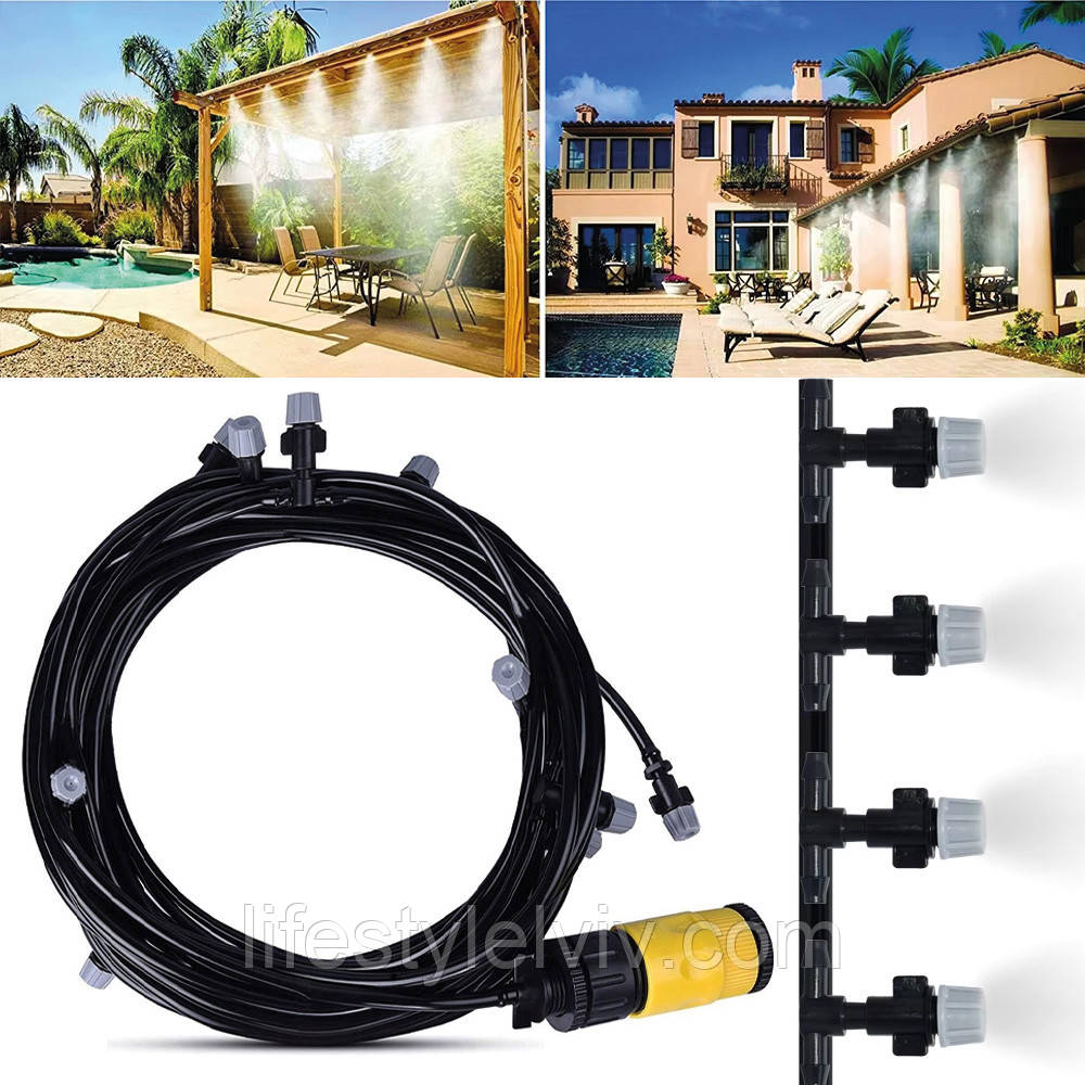 Система туманоутворення для альтанки 10м, 10 форсунок / Садовий туманоутворювач / Система для поливу саду, фото 1