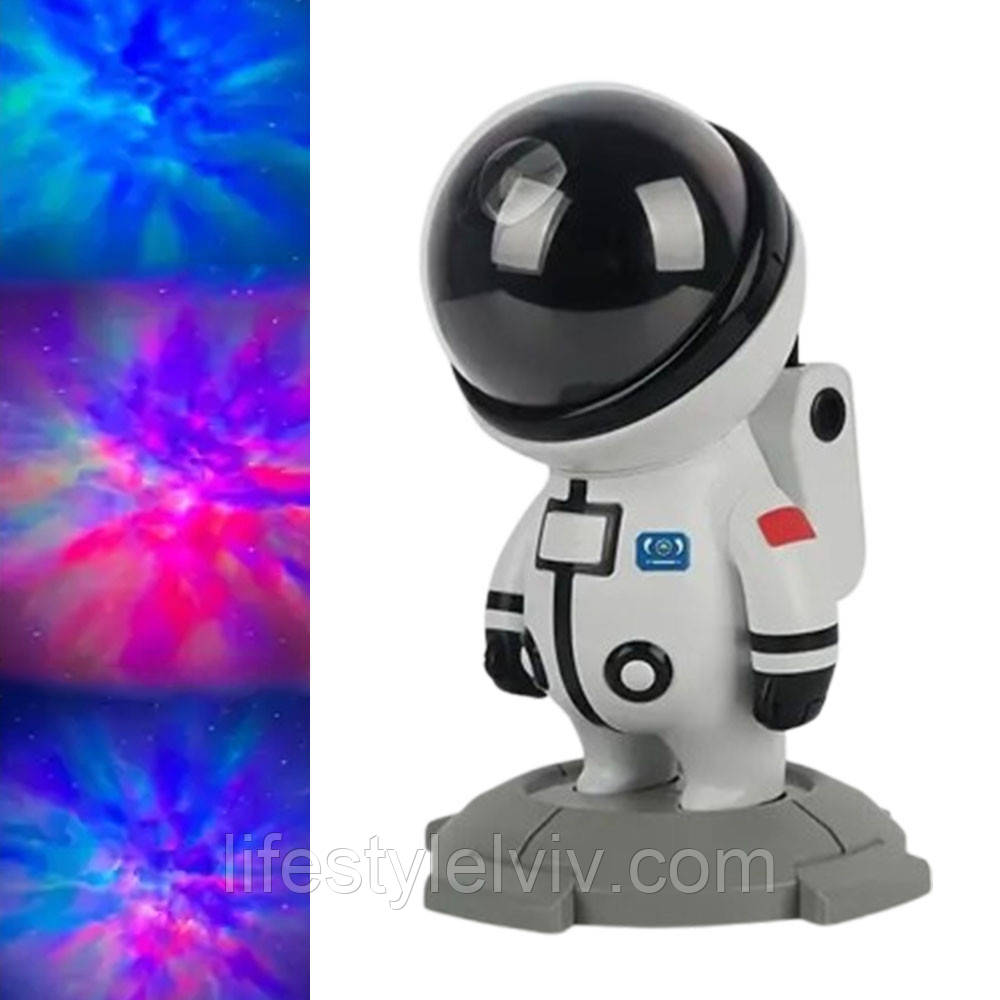 Лазерний нічник-проектор зоряного неба Космонавт, від USB, з пультом / Дитячий нічник з проекцією космосу, фото 1