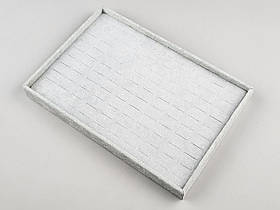 Планшет-вітрина для кілець та сережок сірого кольору (флокована), ширина 35 см