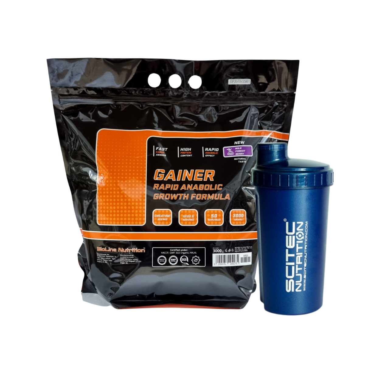 Гейнер комплект для швидкого набору ваги Німетчина 3 кг Лісові ягоди + Шейкер