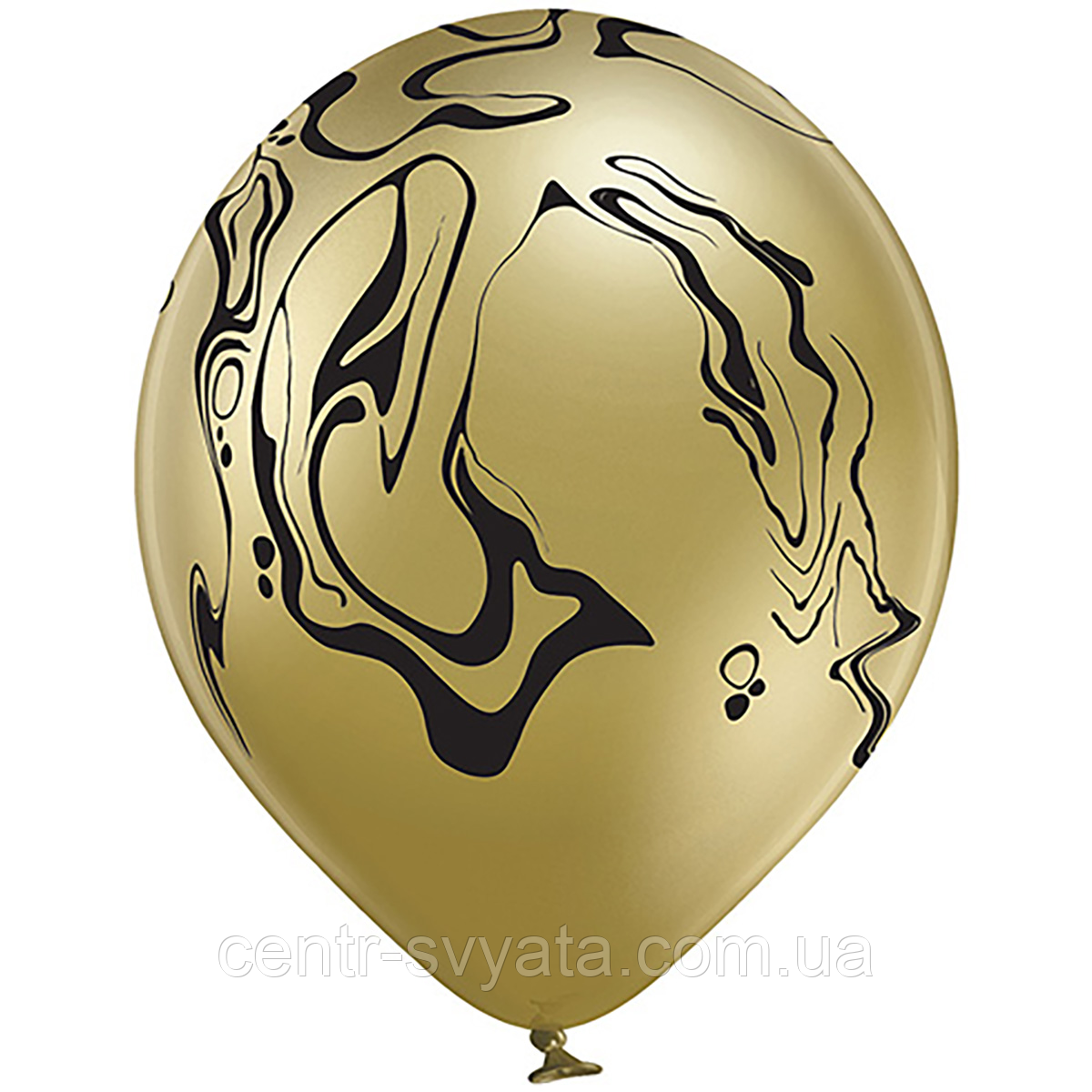 Латексна кулька BELBAL 12"(30 см) Мармур чорний на золотому хромі