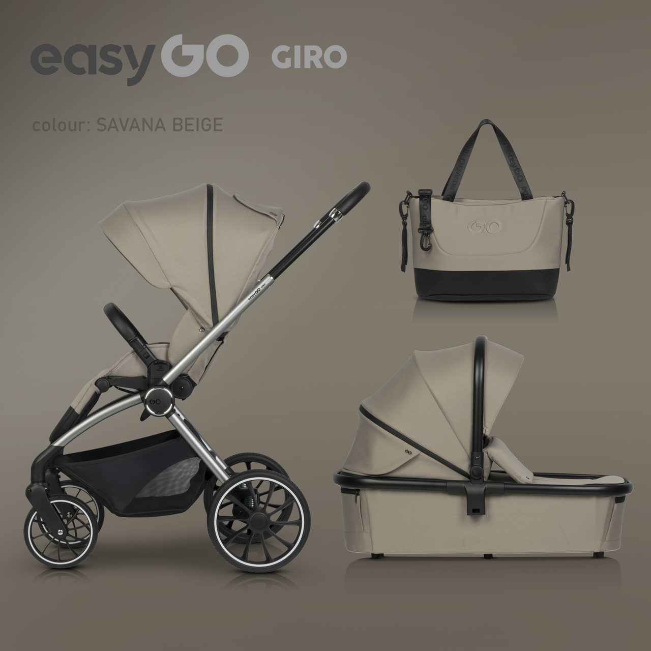 Коляска 2в1 EasyGo Giro, Beige, фото 1