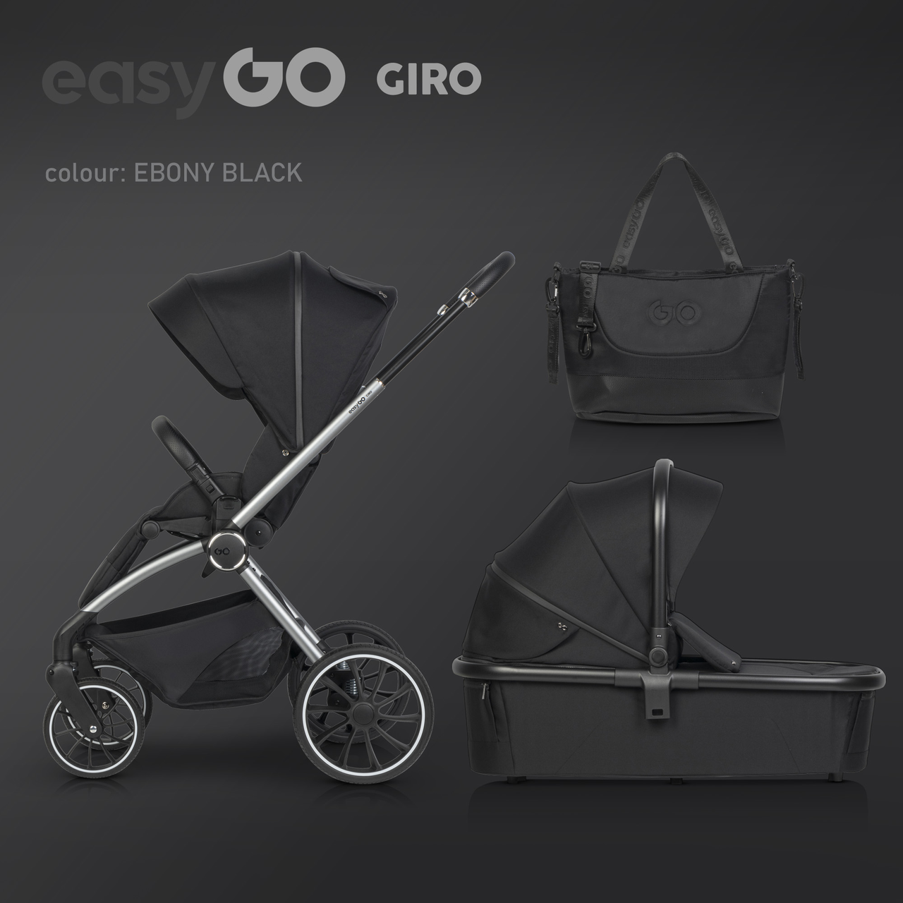 Коляска 2в1 EasyGo Giro, Black, фото 1