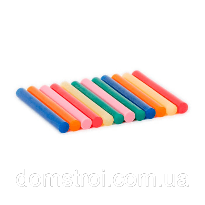 Комплект кольорових клейових стрижнів 11.2*100 мм (12 шт) INTERTOOL RT-1027