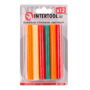 Комплект кольорових клейових стрижнів 11.2*100 мм (12 шт) INTERTOOL RT-1027, фото 3