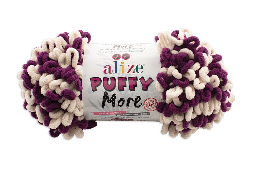 Нитки пряжа для в'язання петлями велюрова плюшева для пледів PUFFY MORE Пуффі Мо № 6537
