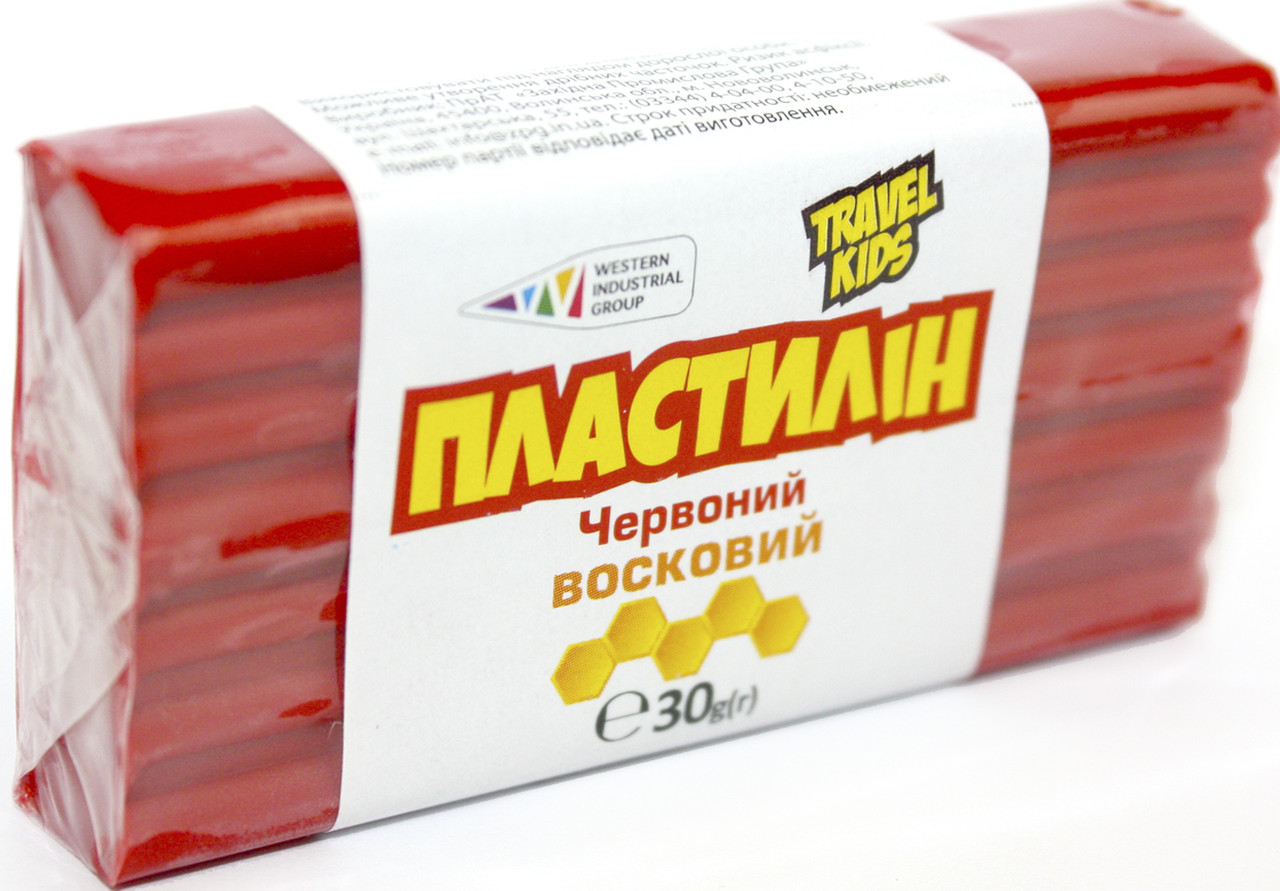 Пластилін "Гамма UA" 30гр червоний,восковий №333103(12), фото 1