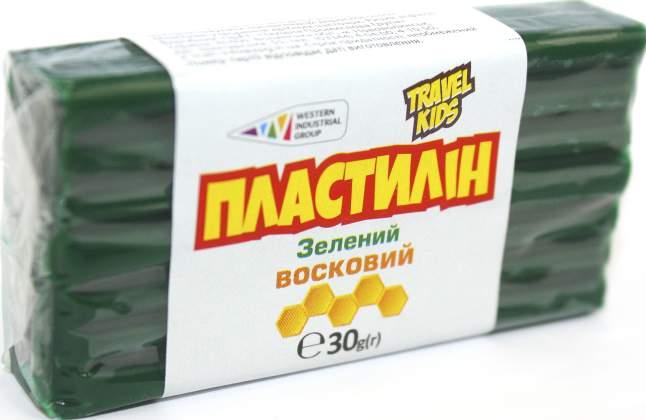 Пластилін "Гамма UA" 30гр зелений,восковий №333108(12)(48)