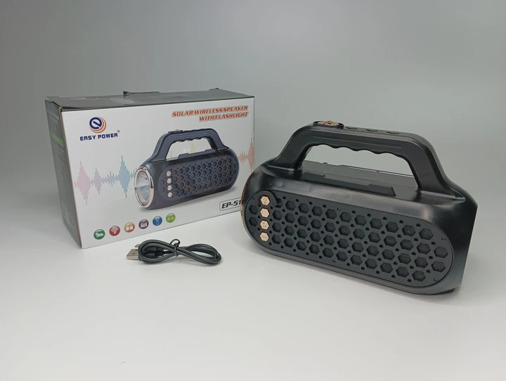 Портативна Bluetooth колонка EP-516 15 Вт з акумулятором, сонячною панеллю та ліхтариком SV227, фото 1