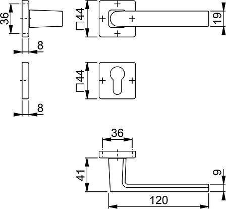 Міжкімнатна Дверна Ручка SYSTEM Brindisi + PZ алюм. мат. хром, фото 3