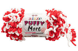 Нитки пряжа для в'язання петлями велюрова плюшева для пледів PUFFY MORE Пуффі Мо № 6556