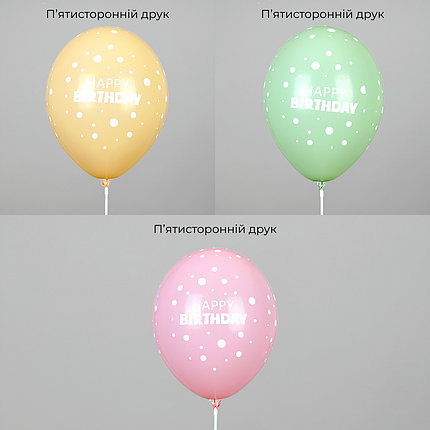 Принт 085 BELBAL-ББ 12" Happy Birthday "горошок" - асорті, фото 3