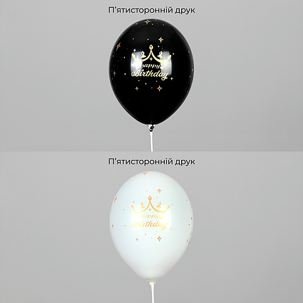 Принт 142 BELBAL-ББ 12" Happy Birthday - корона асорті, фото 3