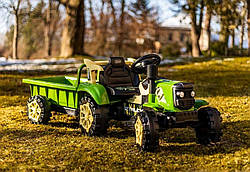 Акумуляторний трактор з причепом TS-6601 – 12V, 4x4, ЗЕЛЕНИЙ, з музикою та світлом