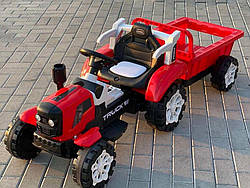Акумуляторний трактор з причепом TS-6601 – 12V, 4x4, ЧЕРВОНИЙ, з музикою та світлом
