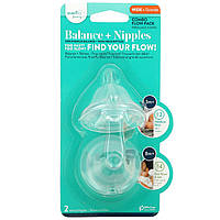 Evenflo Feeding, Balance + Nipples, Combo Flow Pack, широкі, для дітей від 3 місяців, середній розмір, 2