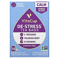 VitaCup, De-Stress Tea, без кофеїну, 14 пакетиків по 1,8 г (0,06 унції)