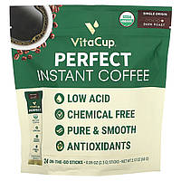 VitaCup, Perfect Instant Coffee, темне обсмажування, 24 палички для їжі, по 2,5 г (0,09 унції)