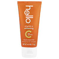 Hello, Вибілювальний вітамін C, зубна паста з фтором проти карієсу, натуральна перцева м'ята, 113 г (4