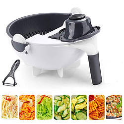 Овочерізка 9в1 BASKET VEGETABLE CUTTER/Терка для овочів/ Мультислайсер із дуршлагом-контейнером