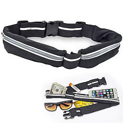 Сумка на пояс для бігу (27х10 см, 17х10) Go Runners Pocket Belt, Сіра / Поясна спортивна сумка