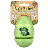 Beco Pets, Beco Pocket, екологічний диспенсер для пакетів, зелений, 1 пакет Beco Pocket, 15 пакетиків