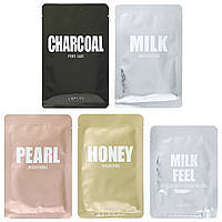 Lapcos, Beauty Buffet, набір відновлювальних різноманітних тканинних масок, 4 шт. + 1 подушечка