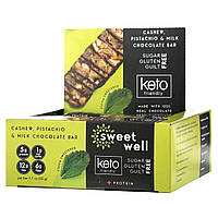 Sweetwell, Keto Bar, кеш'ю, фісташки та молочний шоколад, 10 батончиків по 32 г (1,1 унції)