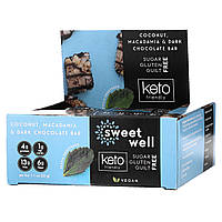 Sweetwell, Keto Bar, кокос, макадамія та темний шоколад, 10 батончиків по 32 г (1,1 унції)