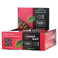 Sweetwell, Keto Bar, імбир, кунжут і темний шоколад, 10 батончиків по 32 г (1,1 унції)