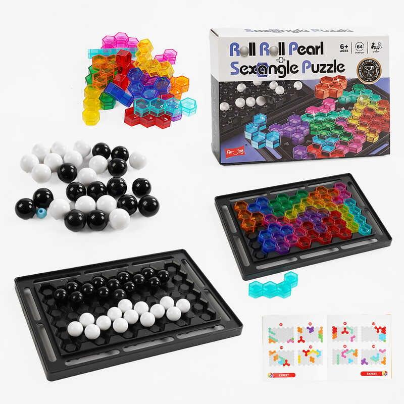 Логічна гра 929-35 - 3в1, двостороннє поле, 16 кольорових елементів, 14 кульок, інструкція із завданнями