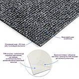 Плитка ковролінова з TPR основою багаторазова темно-сіра 300х300х4мм SW-00002801, фото 2