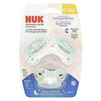 NUK, ортодонтична пипка, світна в тіні, для дітей 0-6 місяців, зелена, 3 шт.