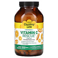 Country Life, Буферизований вітамін C Rescue, 1000 мг, 200 таблеток