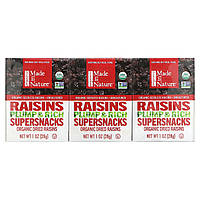 Made in Nature, Органічний сушений родзинки, суперсніжки для пишних і насичених смаків, 6 пакетиків по 28 г (1