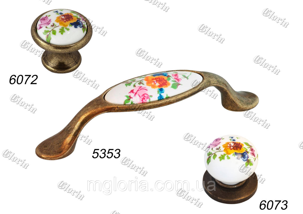 Ручки кераміка бронза - квіти