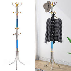 Стійка-вішалка для одягу 170см (16 гачків), до 30 кг, Синій / Підлогова вішалка-тринога для верхнього одягу