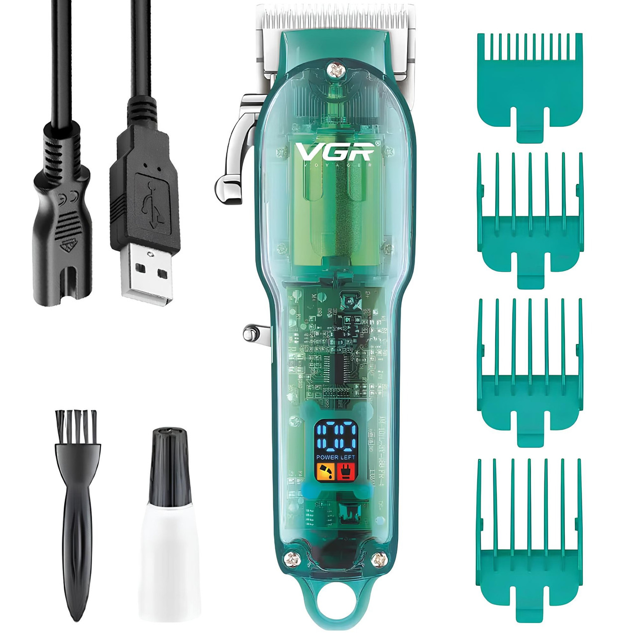 Акумуляторна машинка для стрижки 4 насадки, з USB, V-660 / Чоловічий тример для стрижки / Тример для бороди, фото 1