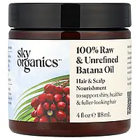Sky Organics, 100% необроблена та нерафінована олія батани для живлення волосся і шкіри голови, 118 мл (4