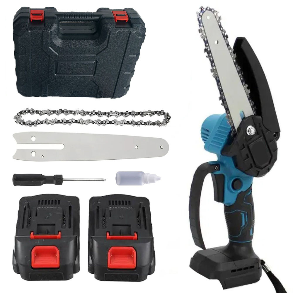 Акумуляторна пила ланцюгова 8" в кейсі + 2 акумулятори / Міні пила безщіткова / Ручна електропила для саду, фото 1