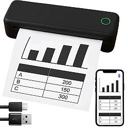 Портативний термопринтер А4, Bluetooth, від USB, M15 / Акумуляторний термопринтер / Міні принтер для телефону