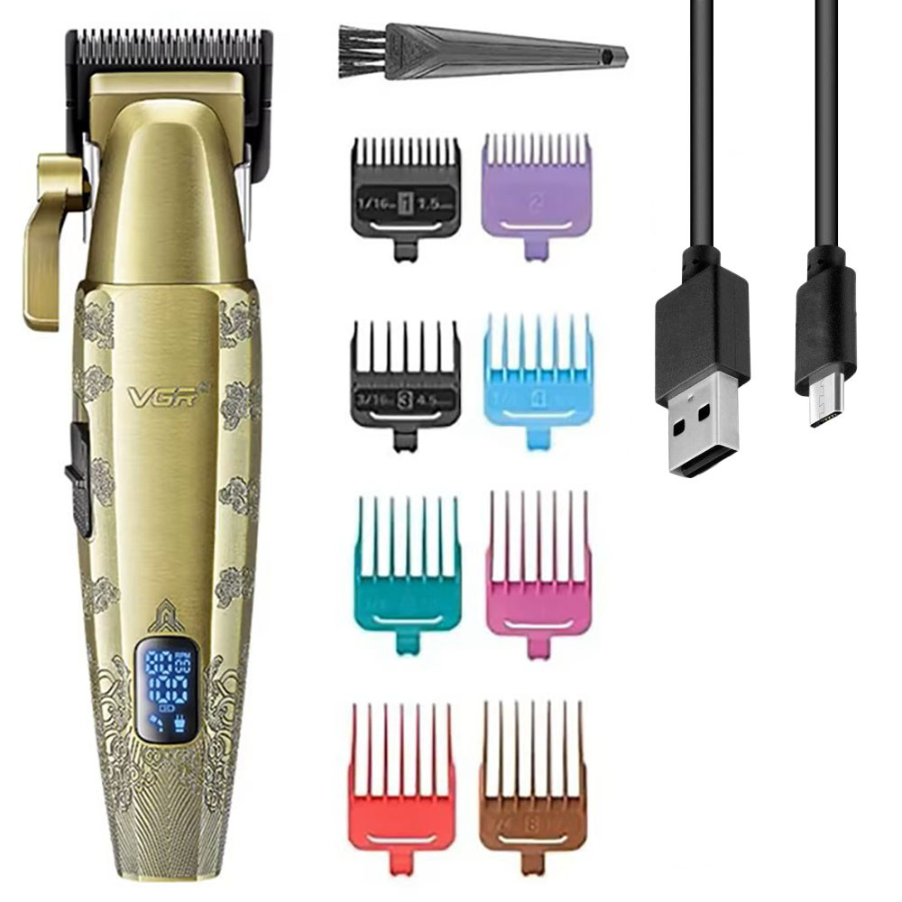 Акумуляторна машинка для стрижки 8 насадок, LED дисплей, V-036 / Тример для стрижки / Тример для бороди, фото 1