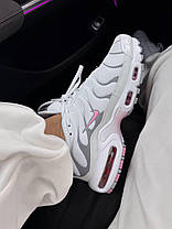 Жіночі кросівки Nike Air Max Tn White Pink Grey Найк Аїр Макс ТН Плюс білі з рожевим сітка, фото 5
