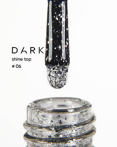 Топ для нігтів без липкого шару Dark Shine Top 6 прозорий з блискітками, 10 мл
