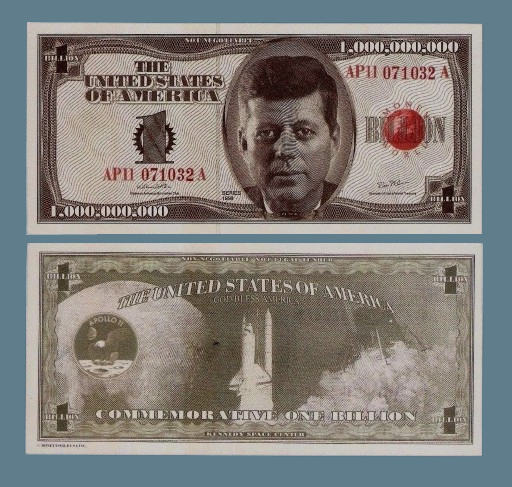 Сувенірна монета 1 мільярд доларів США 1998 р. Аполлон 11 Кеннеді, фото 1