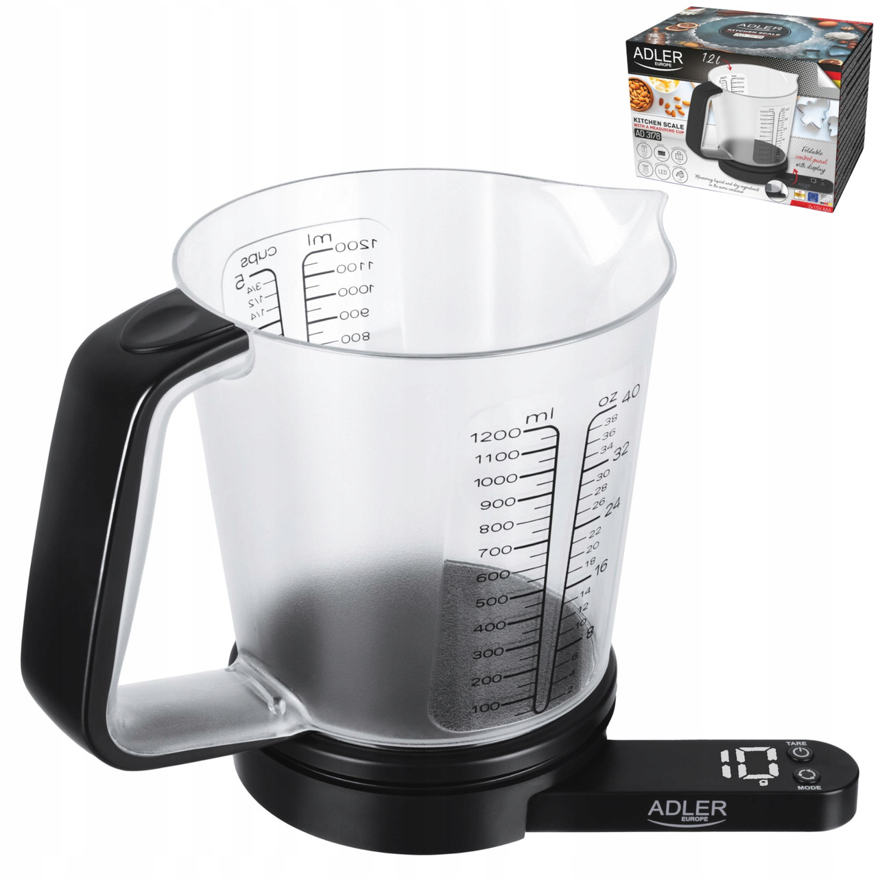 Кухонні ваги Adler AD 3178 — знімна чаша 1,2 л, точність 1 г, фото 1