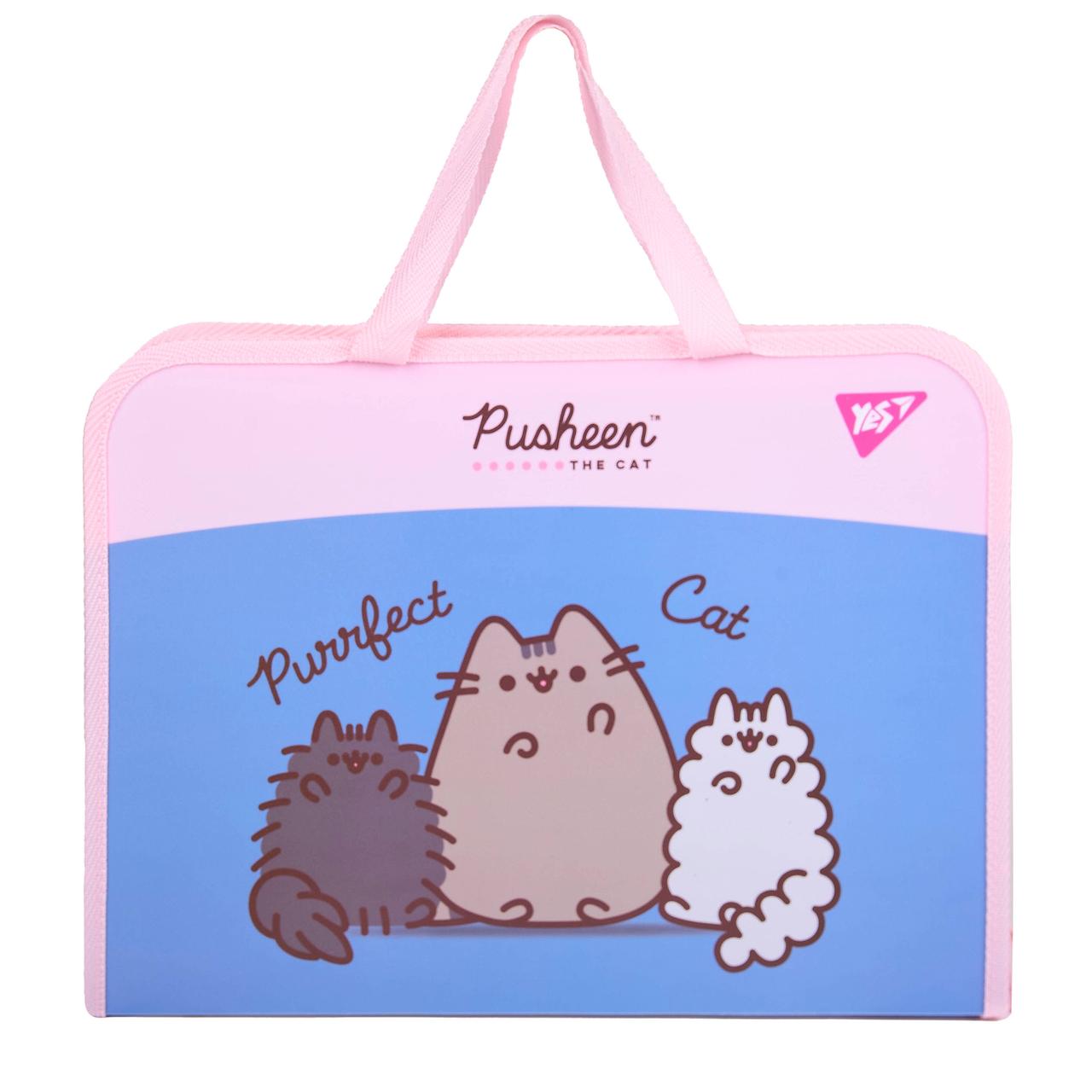 Папка-портфель Yes FC на блискавці з тканинними ручками Pusheen, фото 1