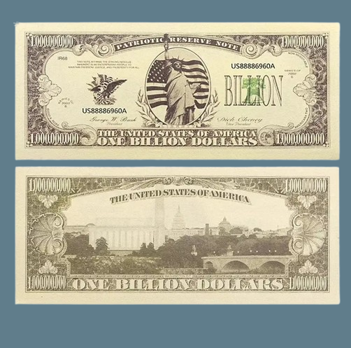 Сувенірні банкноти "1 Мілліард доларів" Billion США 2002 р. (зі світним зображенням орла), фото 1